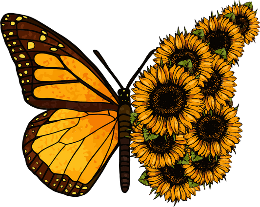 Beautiful Butterfly with Sunflowers