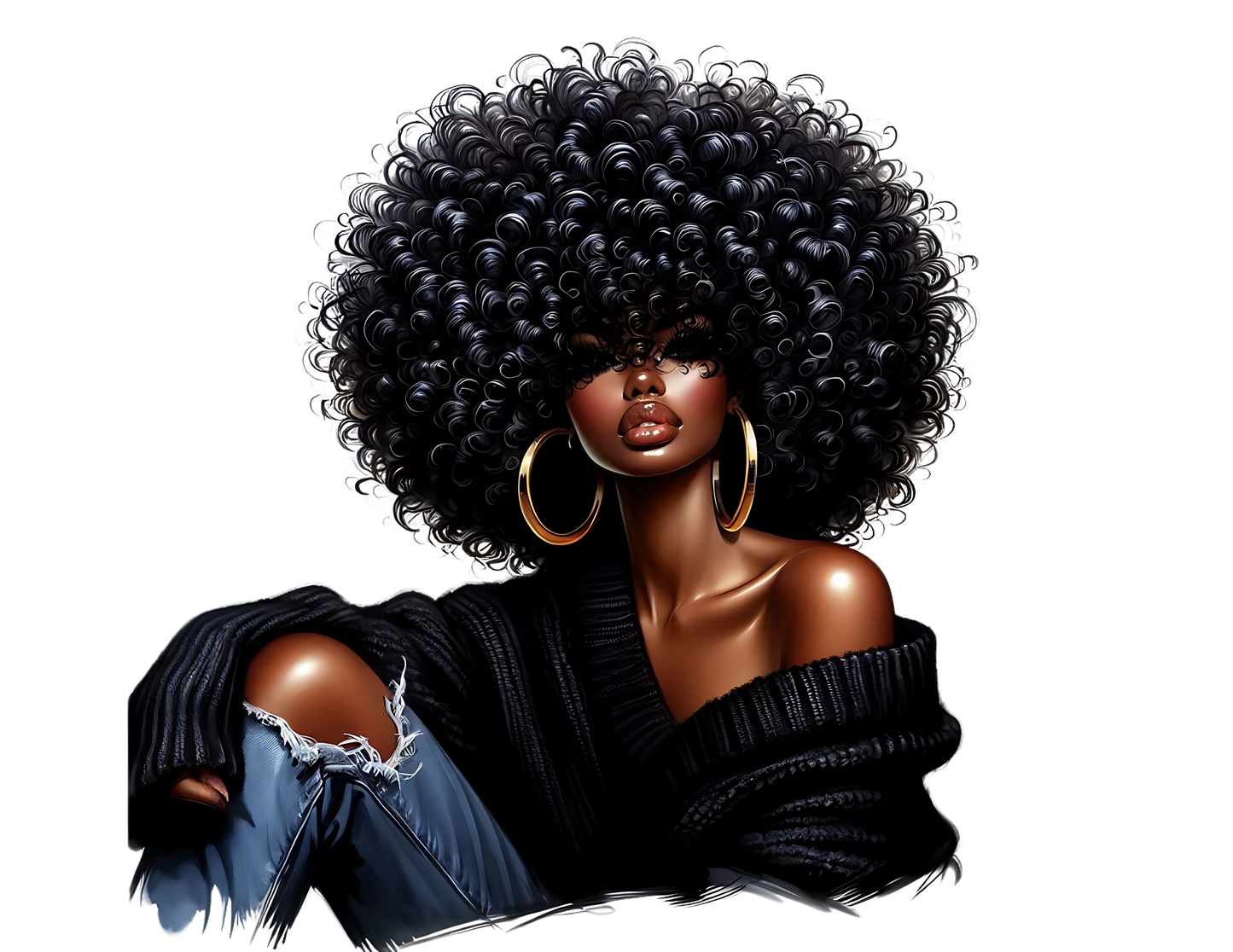 Sophisticated Afro Girl 19 - UV-DTF Sticker/Decal