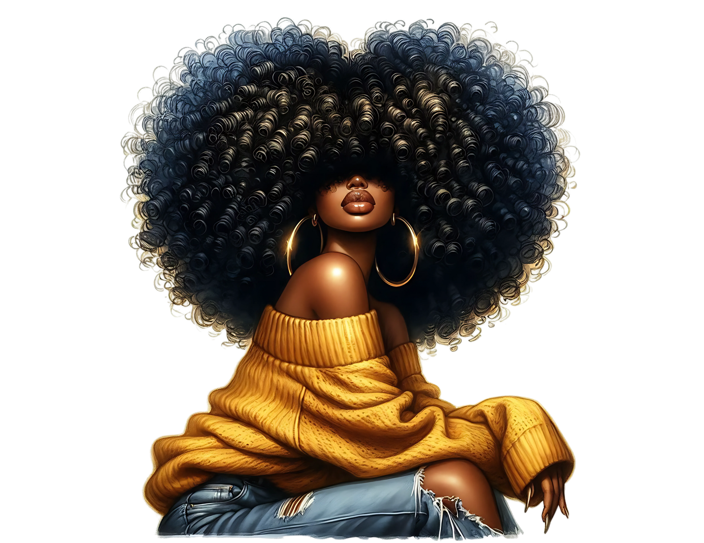 ophisticated Afro Girl 3- UV-DTF Sticker/Decal