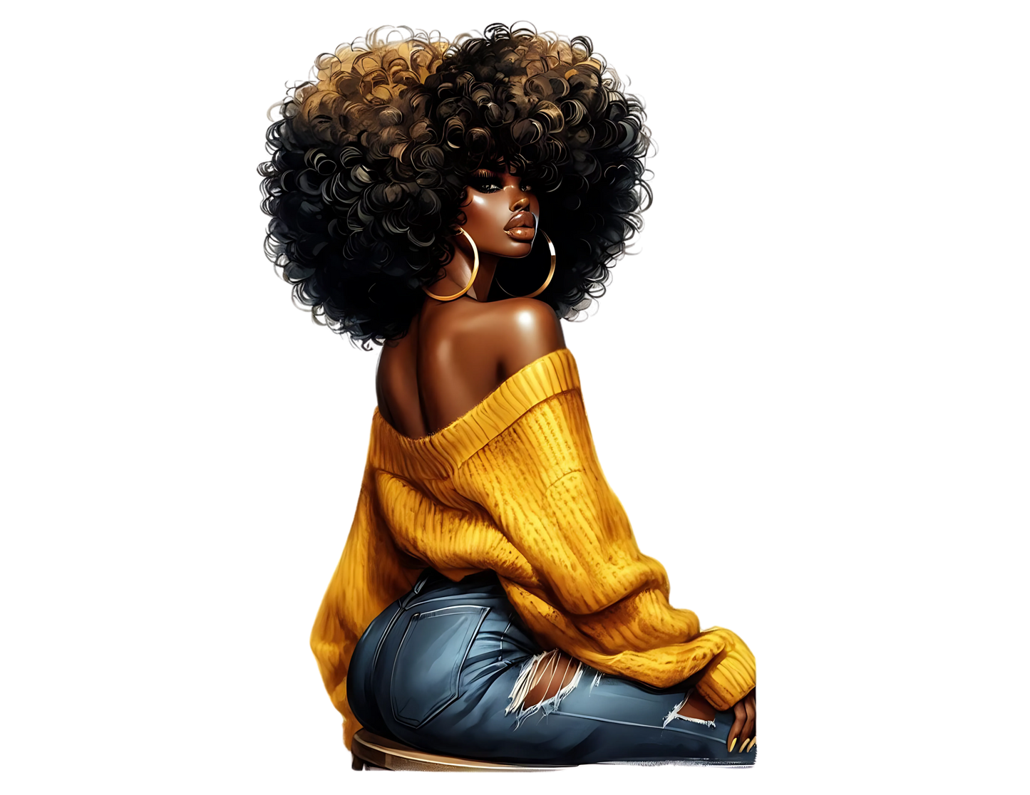 ophisticated Afro Girl 4 - UV-DTF Sticker/Decal