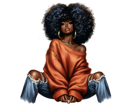 Sophisticated Afro Girl 8- UV-DTF Sticker/Decal